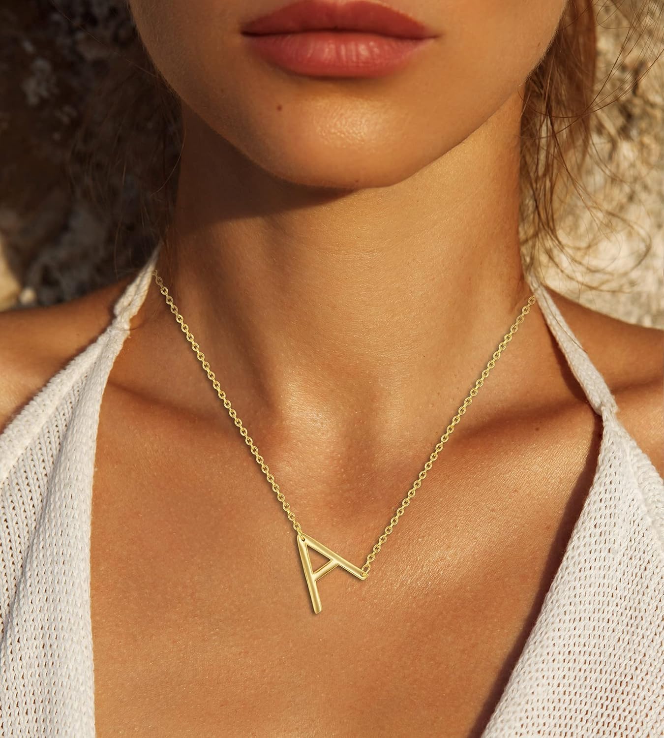 Sideways Initial Necklaces for Women | 14K Gold and Silver Letter Necklaces | Unique Birthday Gift | Trendy Jewelry | Dainty Handmade Necklaces for Women