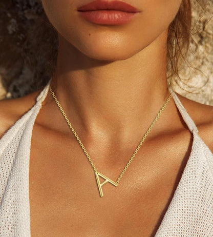 Sideways Initial Necklaces for Women | 14K Gold and Silver Letter Necklaces | Unique Birthday Gift | Trendy Jewelry | Dainty Handmade Necklaces for Women