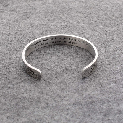 Daughter Mother Gift Bracelets Wide Cuff Bangle Inspirational Bracelets for Women Mom Personalized Message Engraved Cuff to My Daughter I Am so Proud of You