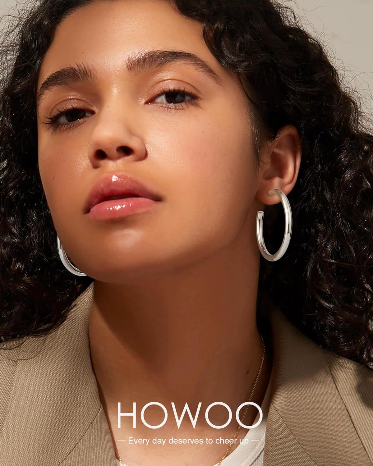 Gold Hoop Earrings for Women 14K Gold Plated Chunky Hoop Earrings for Women Thick Lightweight Earrings Jewelry Gifts