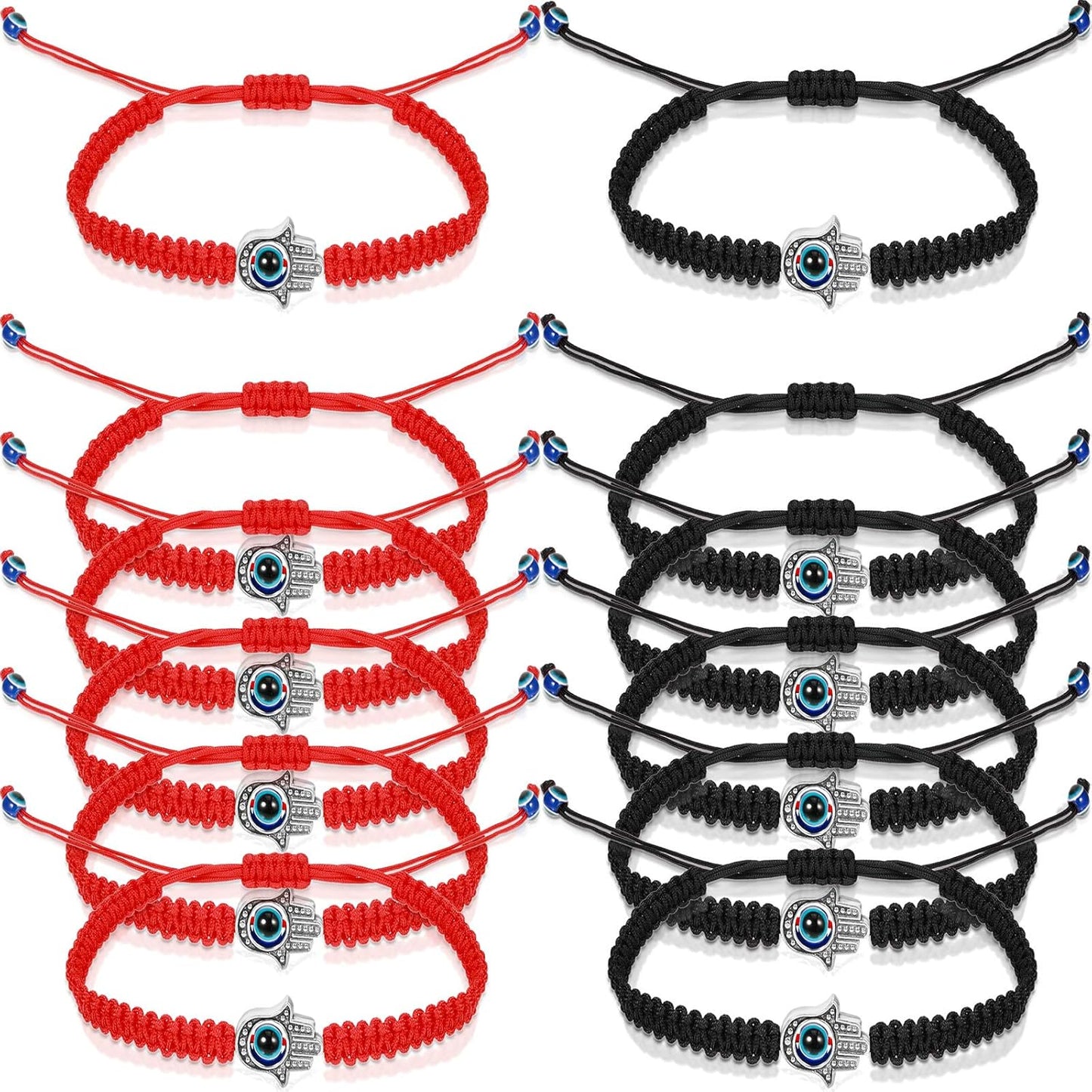 12 Pieces Evil Eye Braided Bracelets Adjustable Kabbalah Bracelets Handmade Braided Cord Protection Bracelets Lucky Friendship Bracelets