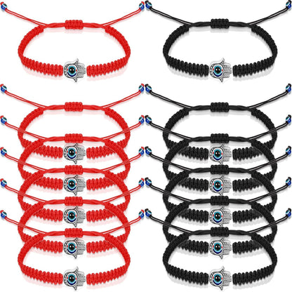 12 Pieces Evil Eye Braided Bracelets Adjustable Kabbalah Bracelets Handmade Braided Cord Protection Bracelets Lucky Friendship Bracelets