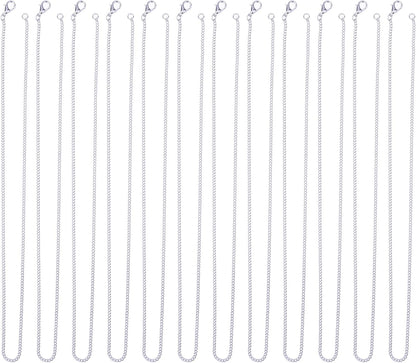 12 Pack Iron DIY Chain Necklaces Lobster Clasp Link Chain Necklaces Silver Plated (20 Inch)