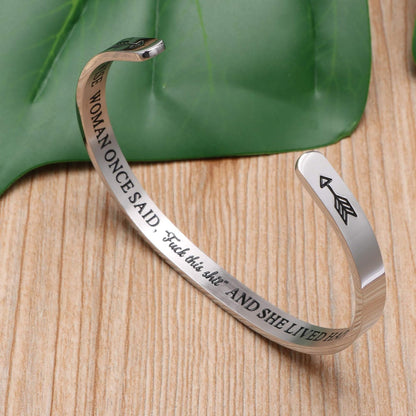 Daughter Mother Bracelets Wide Cuff Bangle Message Engraved Christmas Gifts for Her