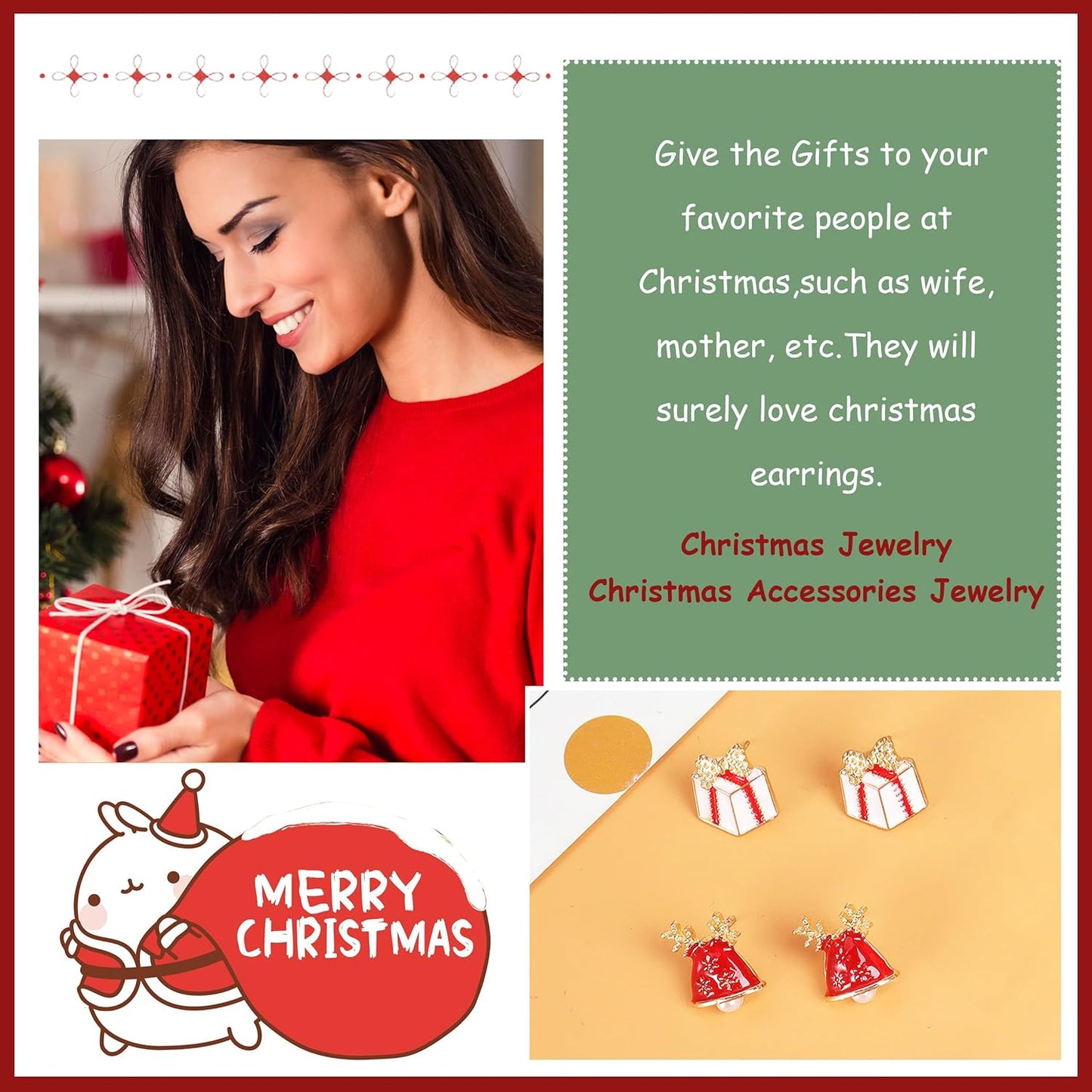 Christmas Earrings for Women Pink Flamingo Tree Snowflake Bow Jingle Bell Dangling Trendy Holiday Earrings Stocking Stuffers Christmas Jewelry Gifts Outfits Accessories