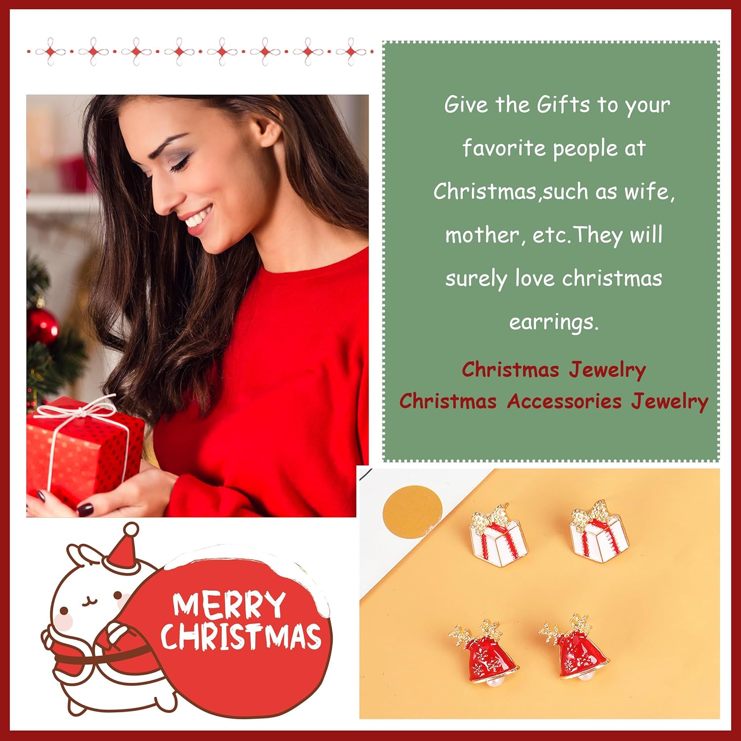 Christmas Earrings for Women Pink Flamingo Tree Snowflake Bow Jingle Bell Dangling Trendy Holiday Earrings Stocking Stuffers Christmas Jewelry Gifts Outfits Accessories
