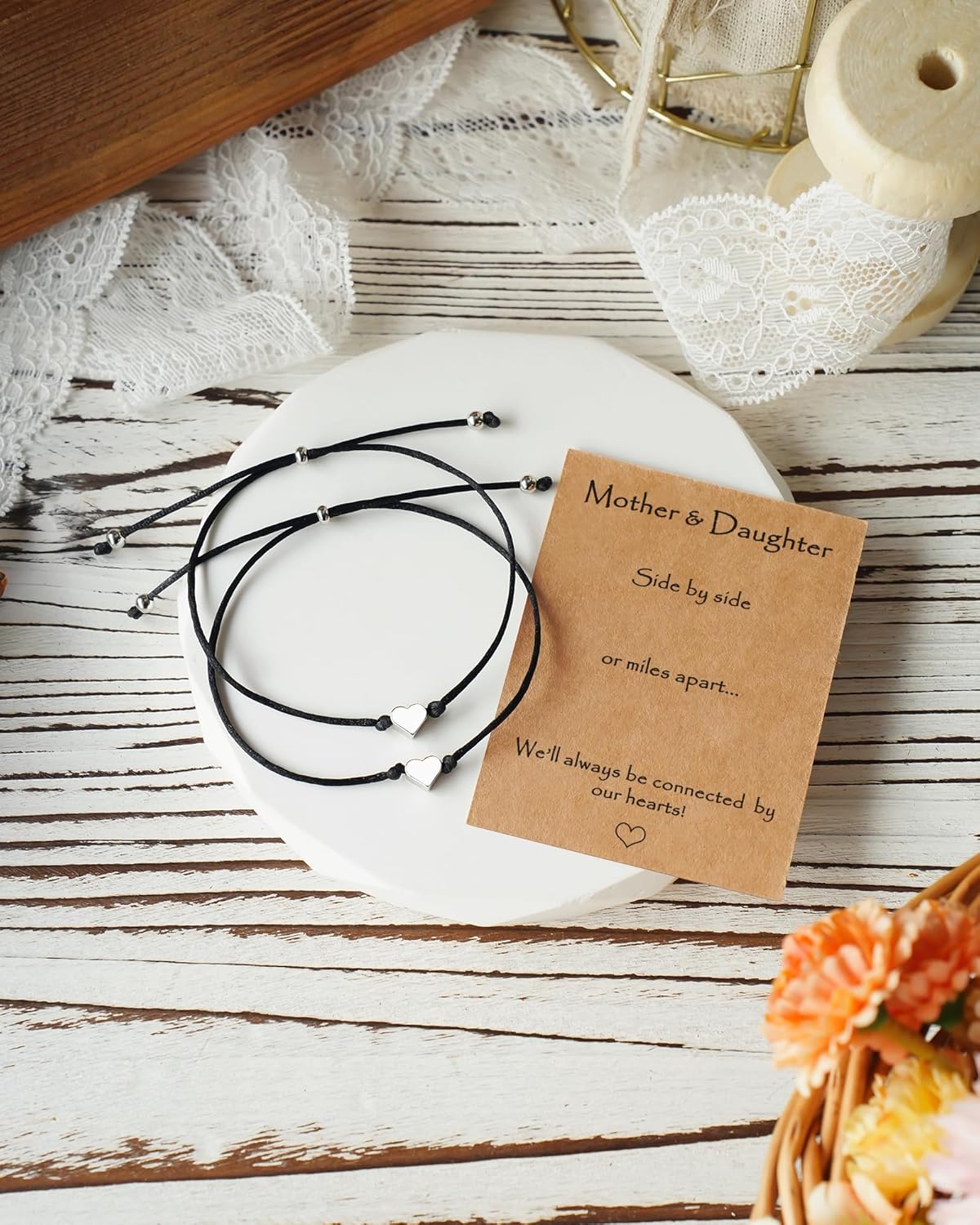 Mothers Day Jewelry Gifts for Mom Daughter, Mother Daughter Bracelets Mommy and Me Heart Matching Wish Bracelets