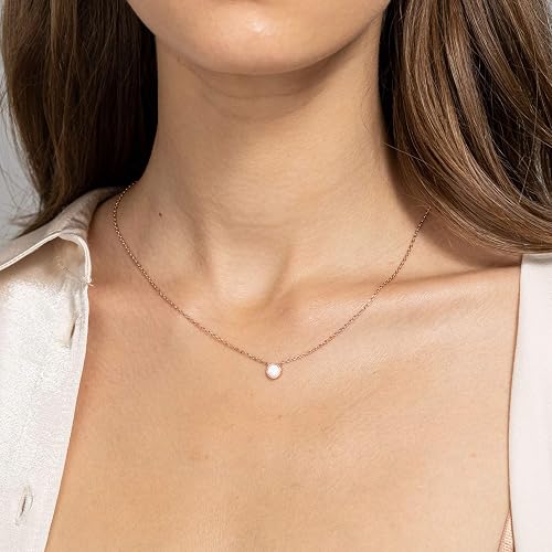 14K Gold Plated Opal Pendant Necklaces for Women, Dainty Necklace