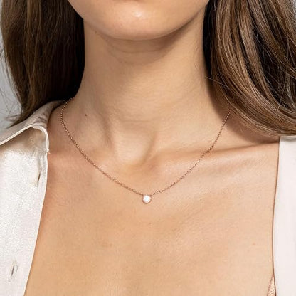 14K Gold Plated Opal Pendant Necklaces for Women, Dainty Necklace