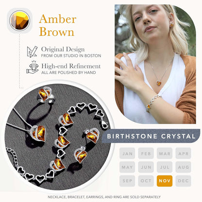 Infinity Love Heart Link Bracelets, Birthstone or Healing Stone Crystal Bracelet for Women, Silver Tone Jewellery Gifts for Her, 7-Inch Chain and 2-Inch Extender
