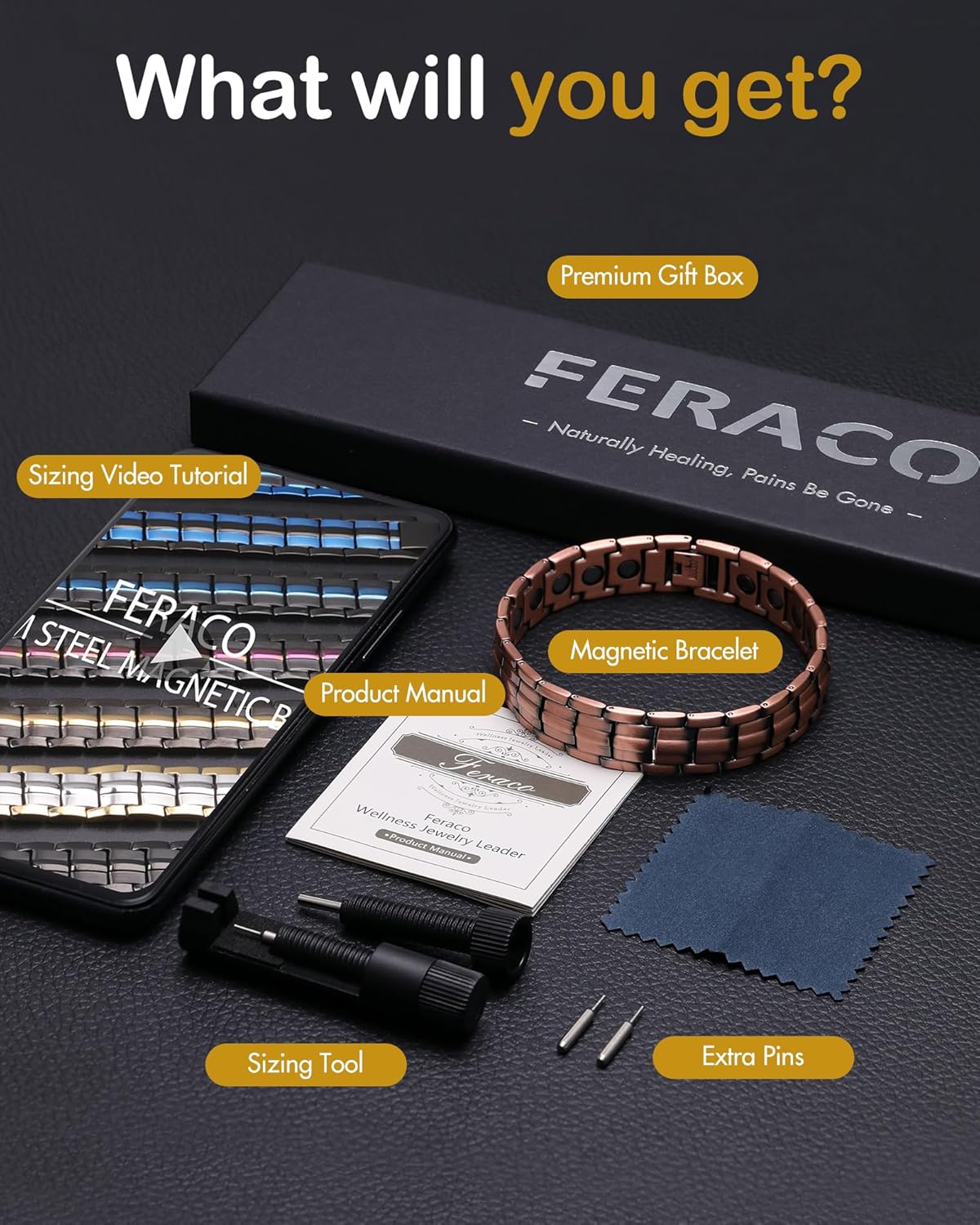 Copper Bracelet for Men-Magnetic Bracelets 99.99% Pure Copper Jewelry Gift with Adjustable Sizing Tool, Magnetic Field Therapy Jewelry