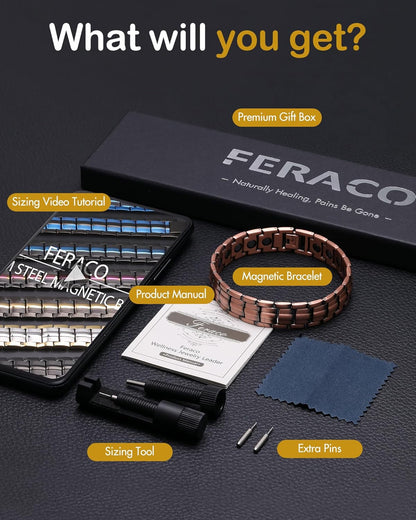 Copper Bracelet for Men-Magnetic Bracelets 99.99% Pure Copper Jewelry Gift with Adjustable Sizing Tool, Magnetic Field Therapy Jewelry