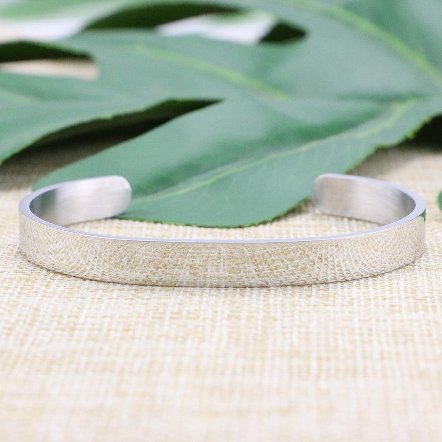Women Bangle Bracelet Cuffs Open White Inspirational Girls Jewelry Engraved Encourage Mantra