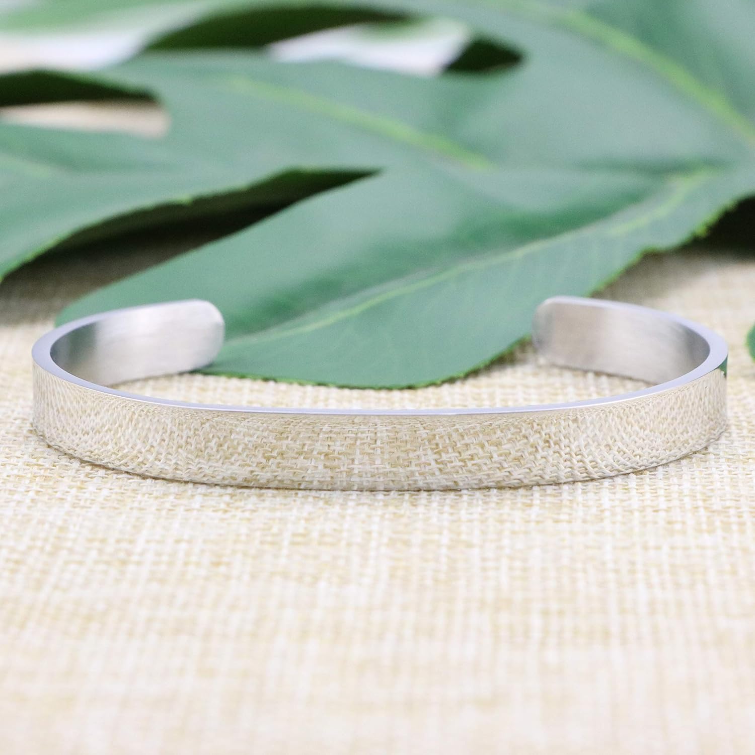 Women Bangle Bracelet Cuffs Open White Inspirational Girls Jewelry Engraved Encourage Mantra