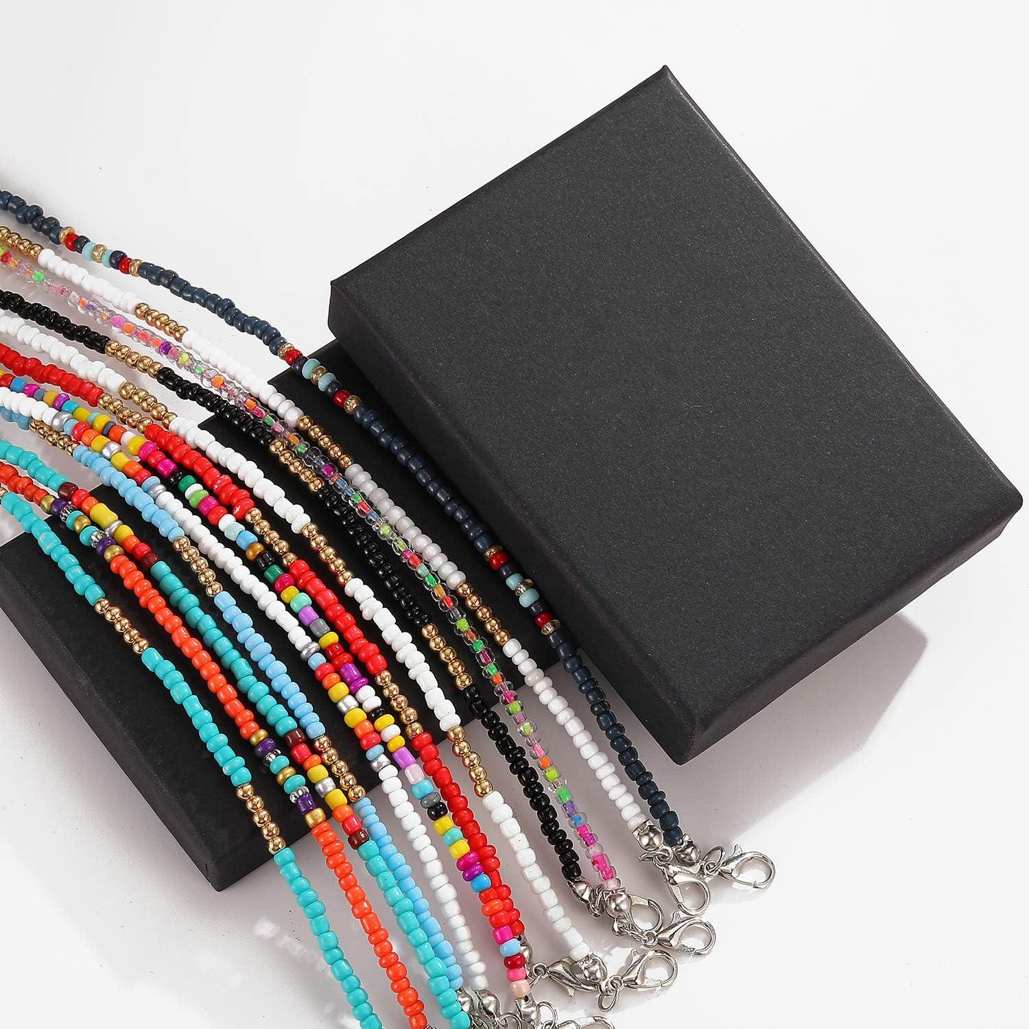 8Pcs Handmade Beaded Anklets for Women Boho Colorful Beads Ankle Bracelets Adjustable Foot Anklet Set