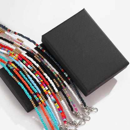 8Pcs Handmade Beaded Anklets for Women Boho Colorful Beads Ankle Bracelets Adjustable Foot Anklet Set
