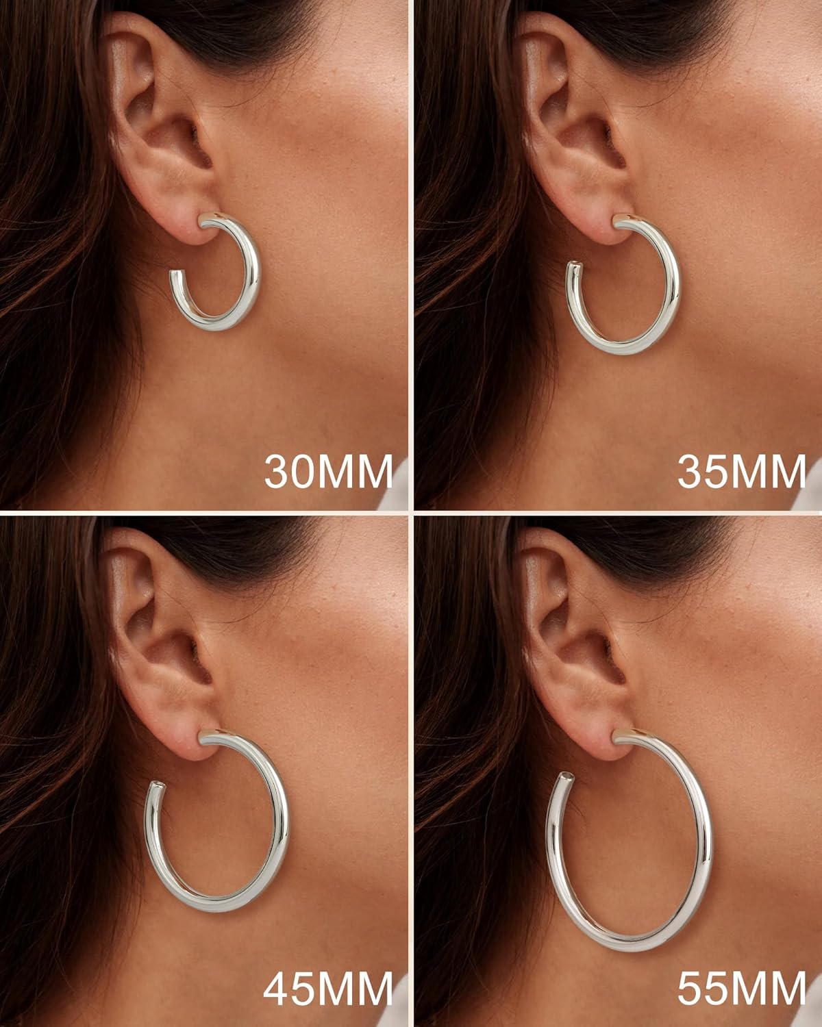 Gold Hoop Earrings for Women 14K Gold Plated Chunky Hoop Earrings for Women Thick Lightweight Earrings Jewelry Gifts