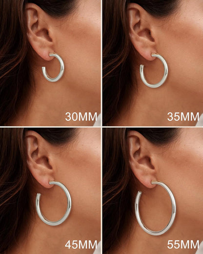 Gold Hoop Earrings for Women 14K Gold Plated Chunky Hoop Earrings for Women Thick Lightweight Earrings Jewelry Gifts
