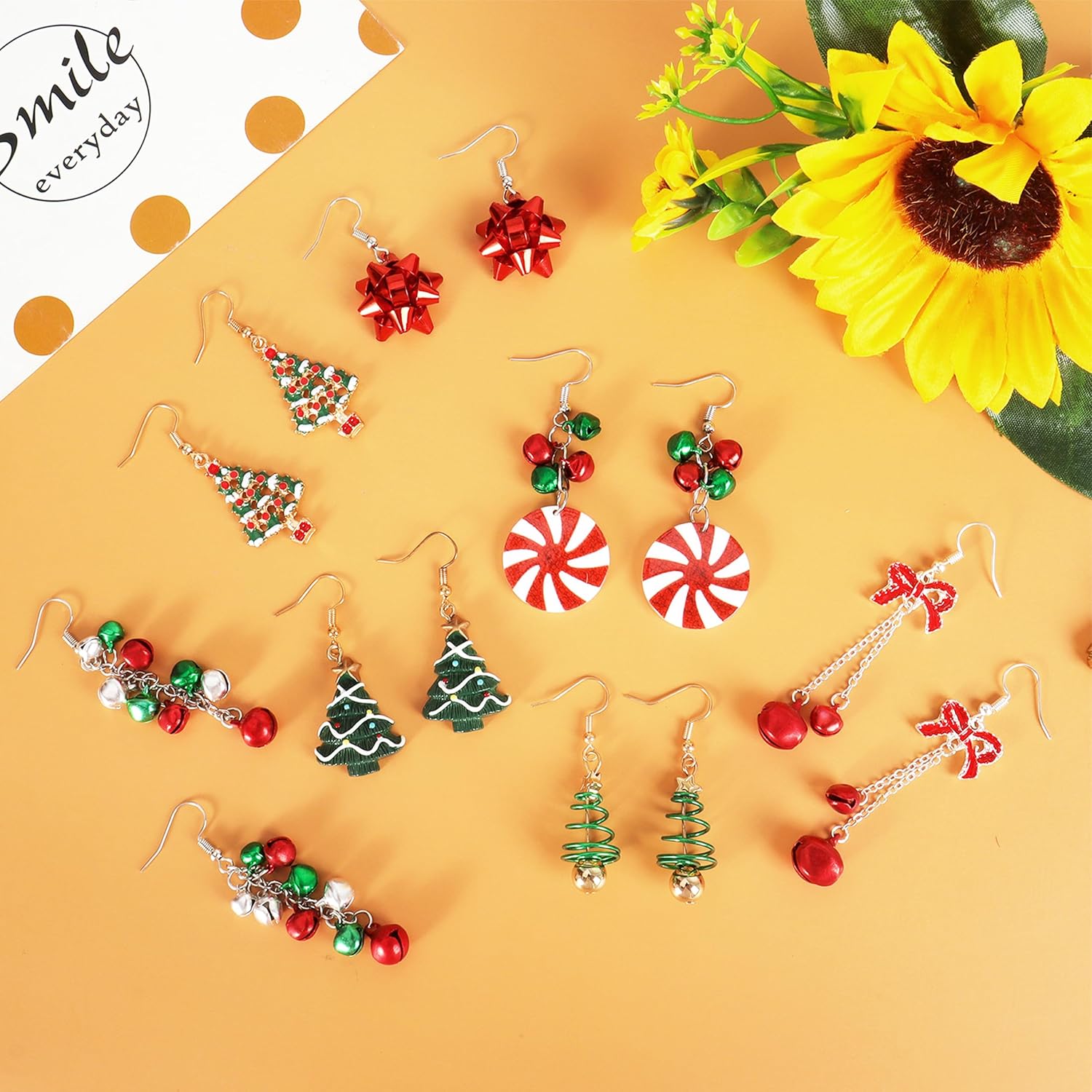 Christmas Earrings for Women Pink Flamingo Tree Snowflake Bow Jingle Bell Dangling Trendy Holiday Earrings Stocking Stuffers Christmas Jewelry Gifts Outfits Accessories
