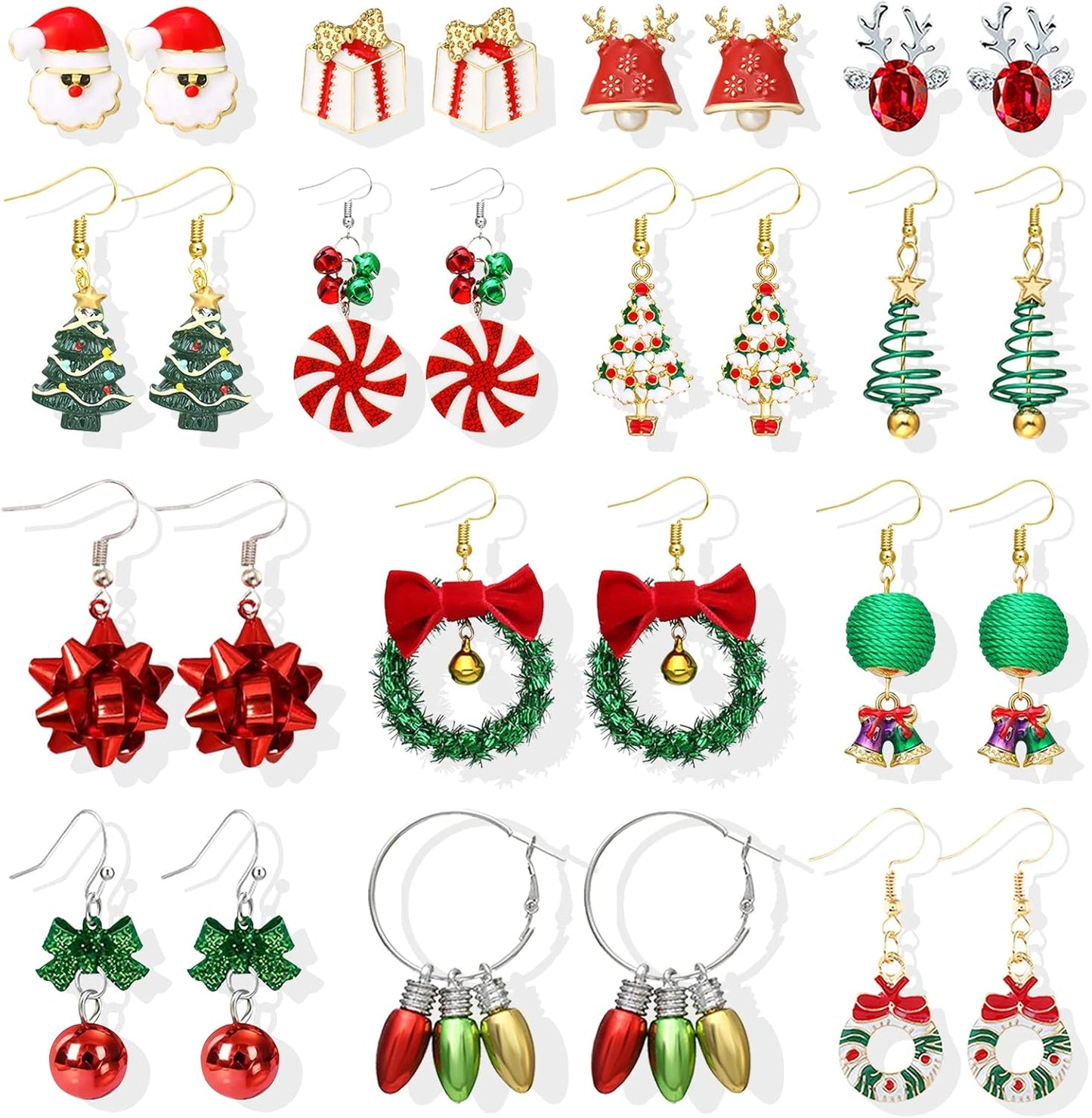 Christmas Earrings for Women Pink Flamingo Tree Snowflake Bow Jingle Bell Dangling Trendy Holiday Earrings Stocking Stuffers Christmas Jewelry Gifts Outfits Accessories