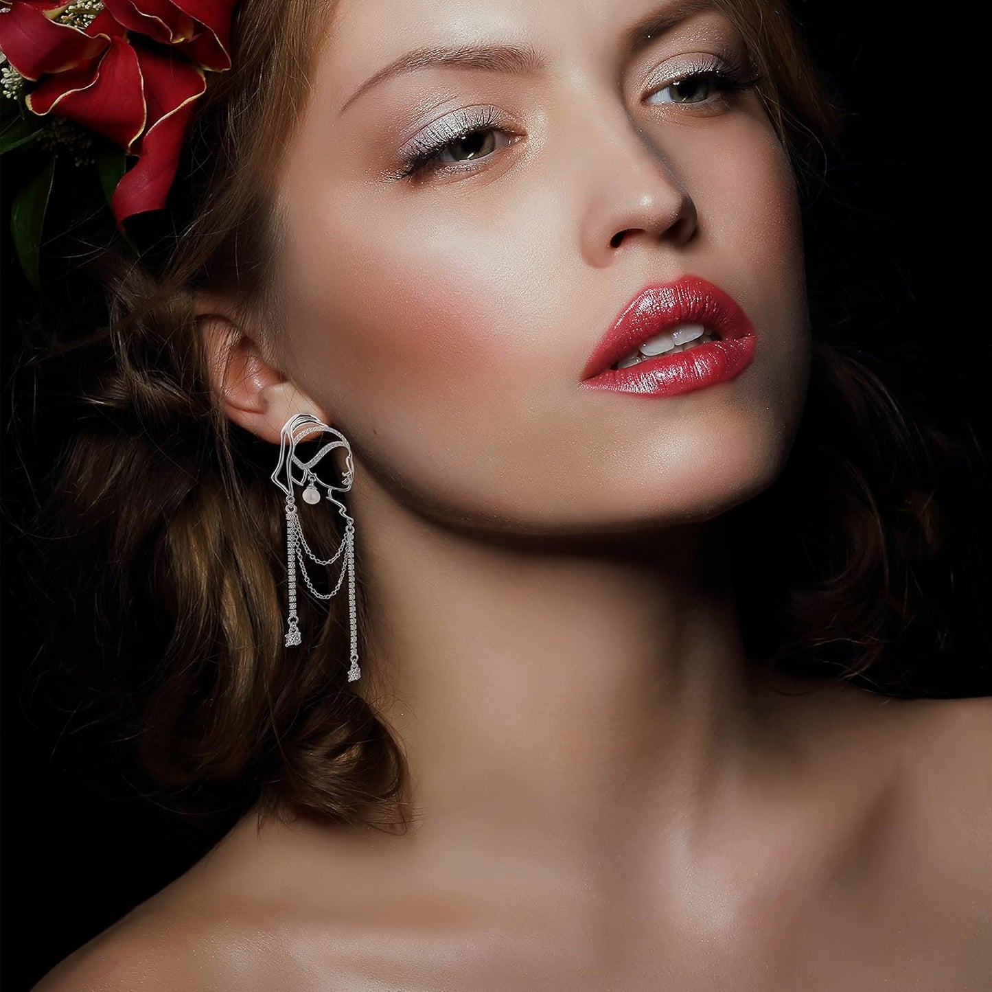 Unique Abstract Face Art Earrings Dangle Statement Long Earrings for Women Tassel Chandelier Handwork Earrings Jewelry Fashion
