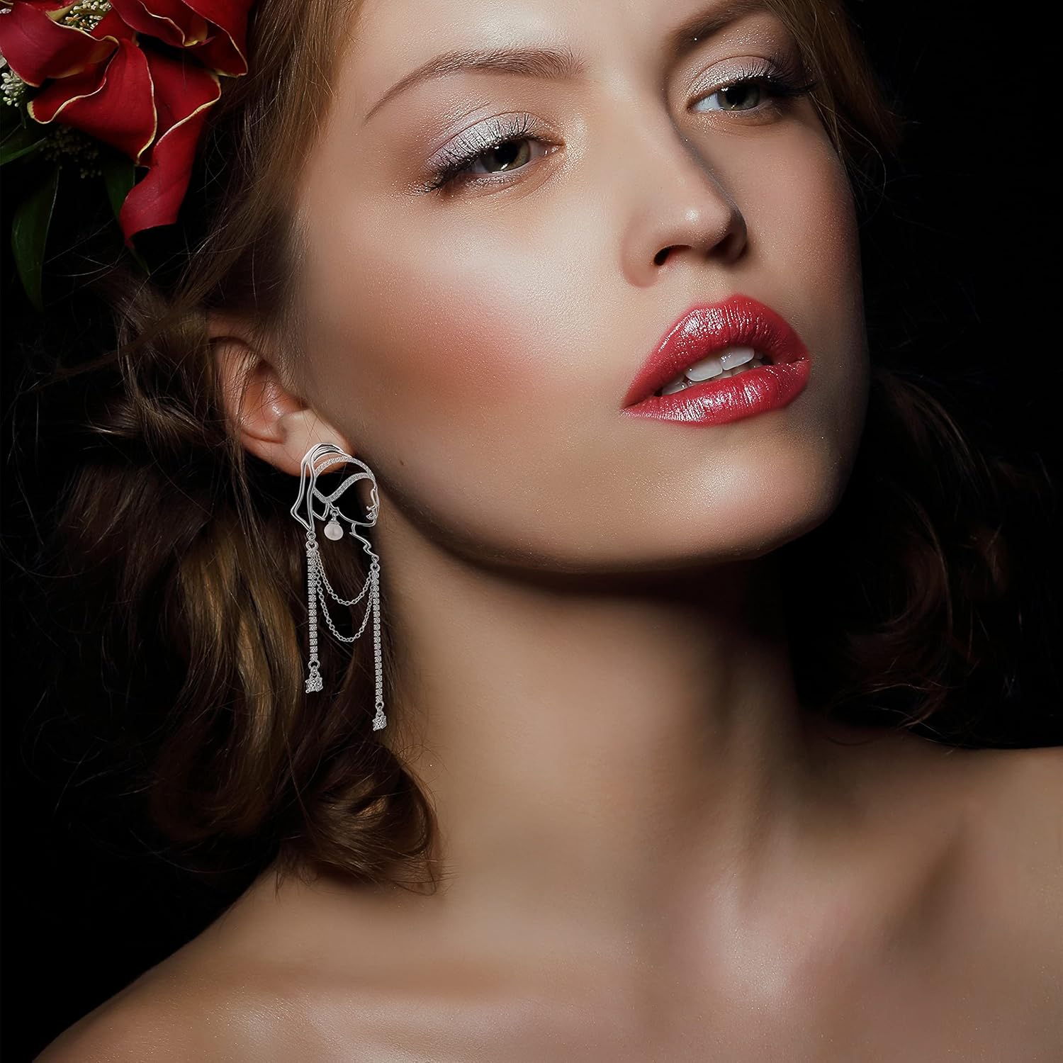 Unique Abstract Face Art Earrings Dangle Statement Long Earrings for Women Tassel Chandelier Handwork Earrings Jewelry Fashion