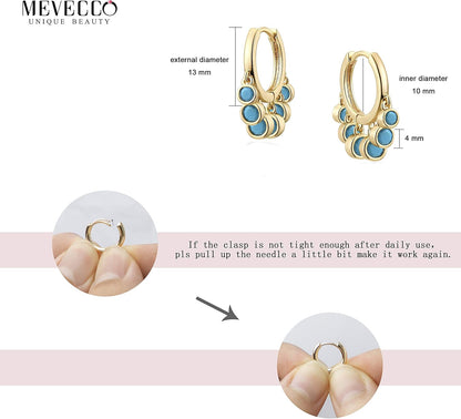 Gold Tassel Huggie Hoop Earrings 18K Gold Plated Dainty Small Star Disc Cross Turquoise CZ Tassel Dangle Drop Huggy Sleeper Earrings for Women for Her