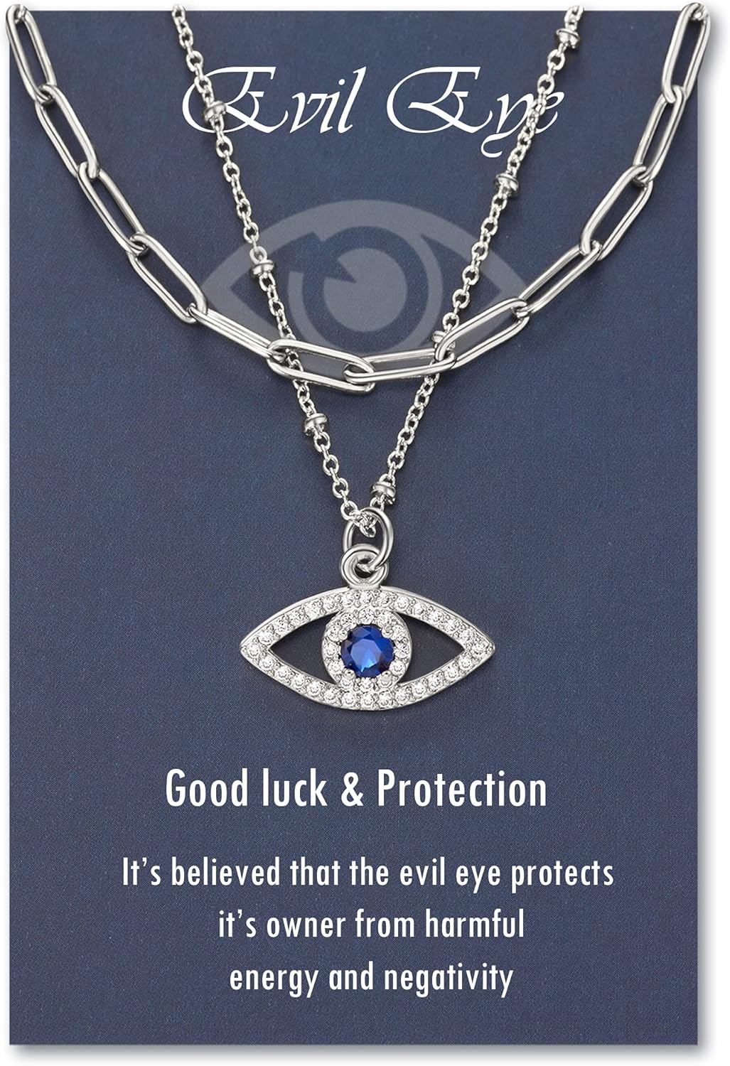 Layered Evil Eye Necklaces for Women 18K Gold Plated Dainty Chocker Necklace Delicate Jewelry Gift for Women Girls（Gold/Silver）