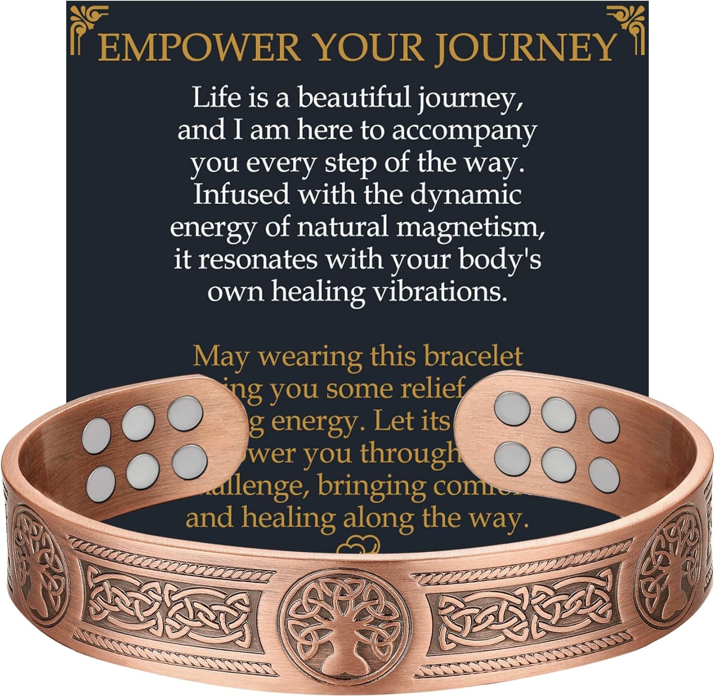 Copper Bracelet for Men, 18X Strength Mens Magnetic Bracelets with 3,800 Gauss Magnets, 99.99% Pure Solid Copper Jewelry Gift