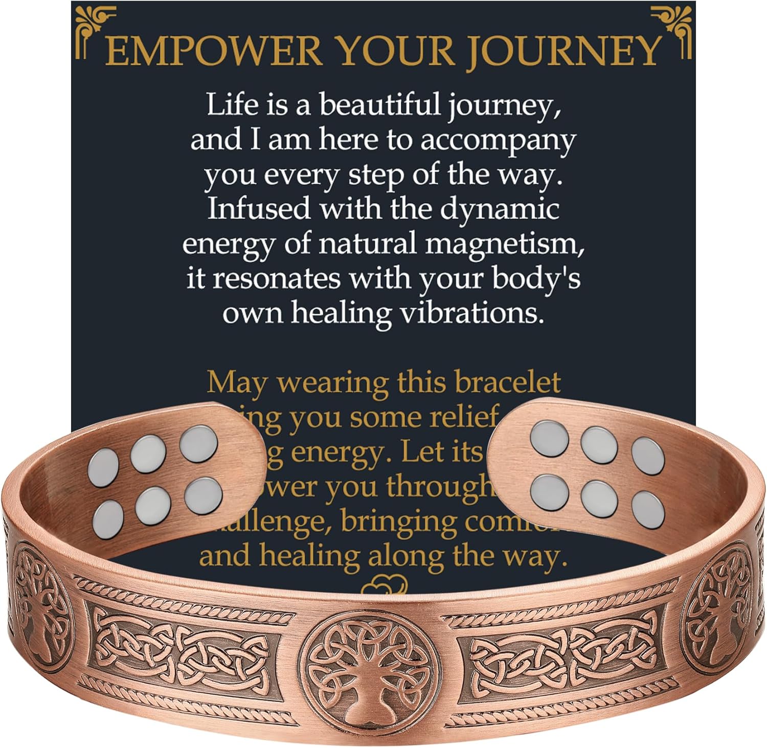 Copper Bracelet for Men, 18X Strength Mens Magnetic Bracelets with 3,800 Gauss Magnets, 99.99% Pure Solid Copper Jewelry Gift