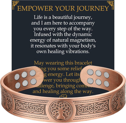 Copper Bracelet for Men, 18X Strength Mens Magnetic Bracelets with 3,800 Gauss Magnets, 99.99% Pure Solid Copper Jewelry Gift