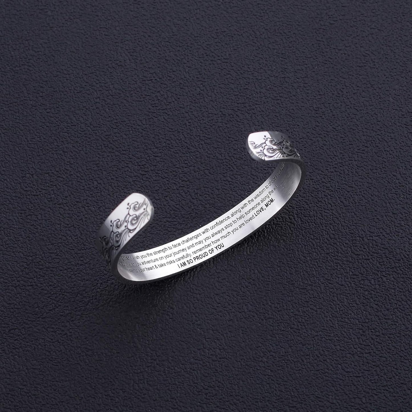 Inspirational Bracelets for Women Mom Personalized Gift for Her Engraved Mantra Cuff Bangle Birthday Jewelry