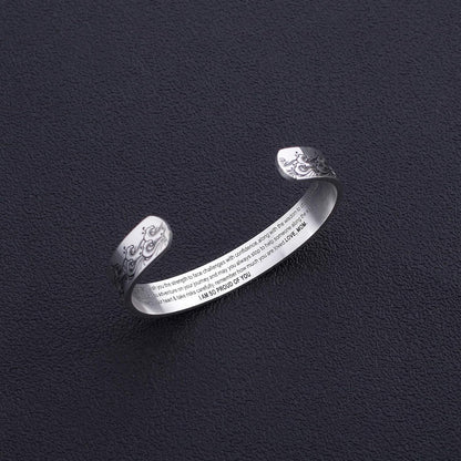 Inspirational Bracelets for Women Mom Personalized Gift for Her Engraved Mantra Cuff Bangle Birthday Jewelry
