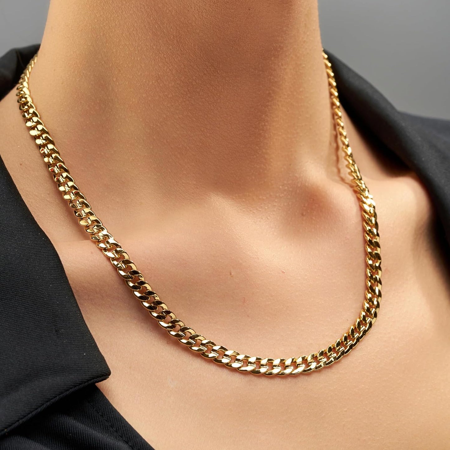 Cuban Link Chain Necklace 24K Gold Plated for Men and Women (6Mm & 9.5Mm)