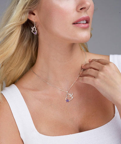 Hummingbird Heart Earrings Sterling Silver Flowers Dangle Drop Earrings Birthstones Leverback Jewelry for Women