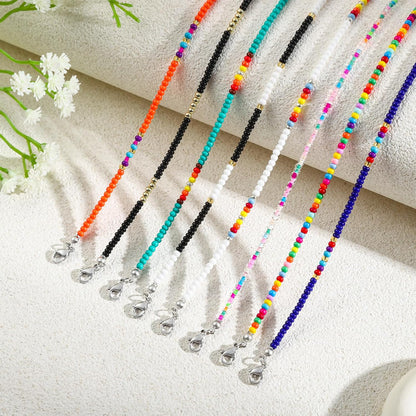 8Pcs Handmade Beaded Anklets for Women Boho Colorful Beads Ankle Bracelets Adjustable Foot Anklet Set