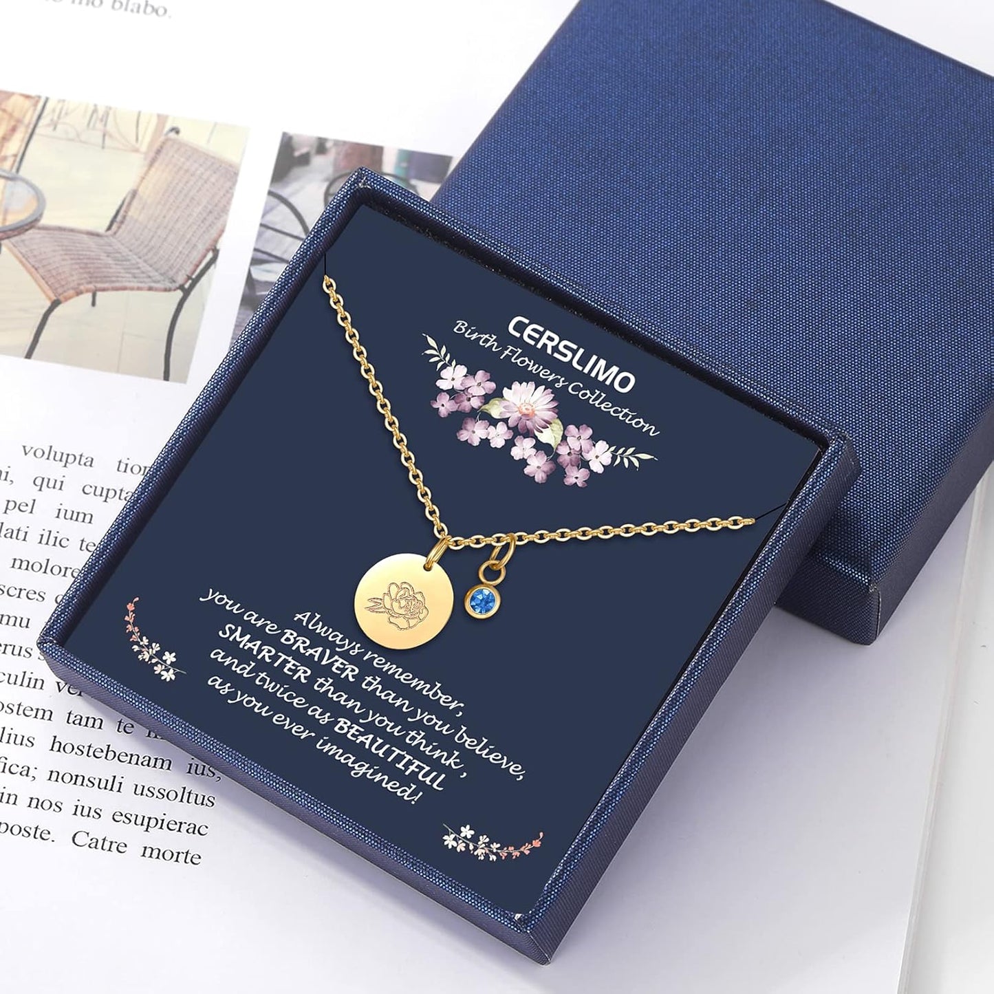 Birthday Gifts for Her Birth Flower Necklaces, 18K Gold Plated Dainty Birth Month Floral Birthstone Disc Coin Pendant Necklaces | Women Wildflower Jewelry Gifts for Valentines Anniversary
