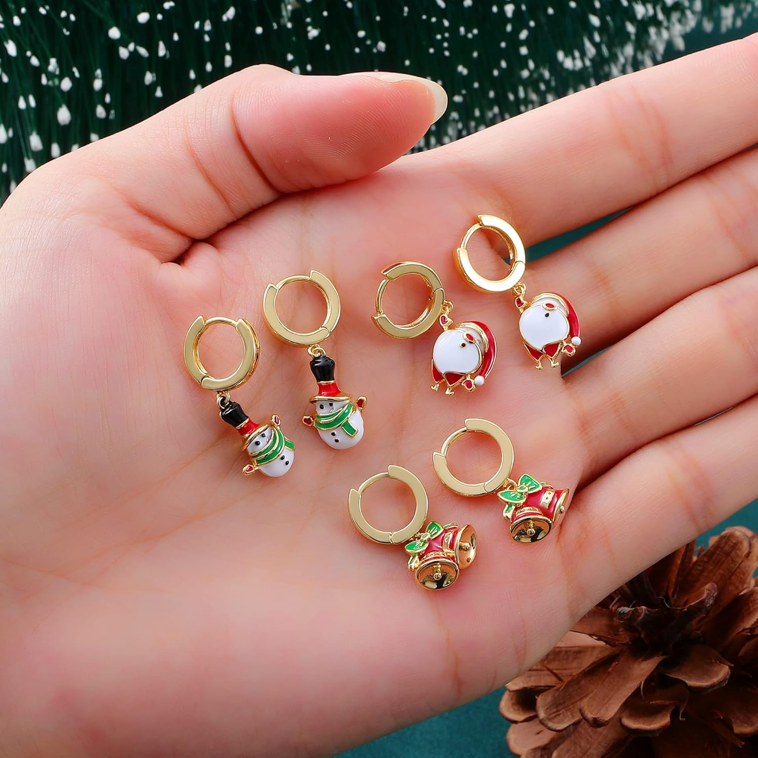 Christmas Earrings for Women, Christmas Snowman, Santa, Bell Drop Dangle Earrings for Women Cute Christmas Huggie Hoop Earrings Xmas Holiday Jewelry