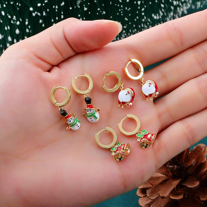 Christmas Earrings for Women, Christmas Snowman, Santa, Bell Drop Dangle Earrings for Women Cute Christmas Huggie Hoop Earrings Xmas Holiday Jewelry