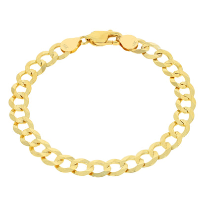 14K Real Yellow Gold Solid Cuban Curb Link 7Mm Chain Bracelet (7"-9") Italian Jewelry for Men
