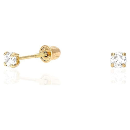 14K Yellow Gold Created Diamond Stud Screw Back Earrings 0.10Ct-4Ct