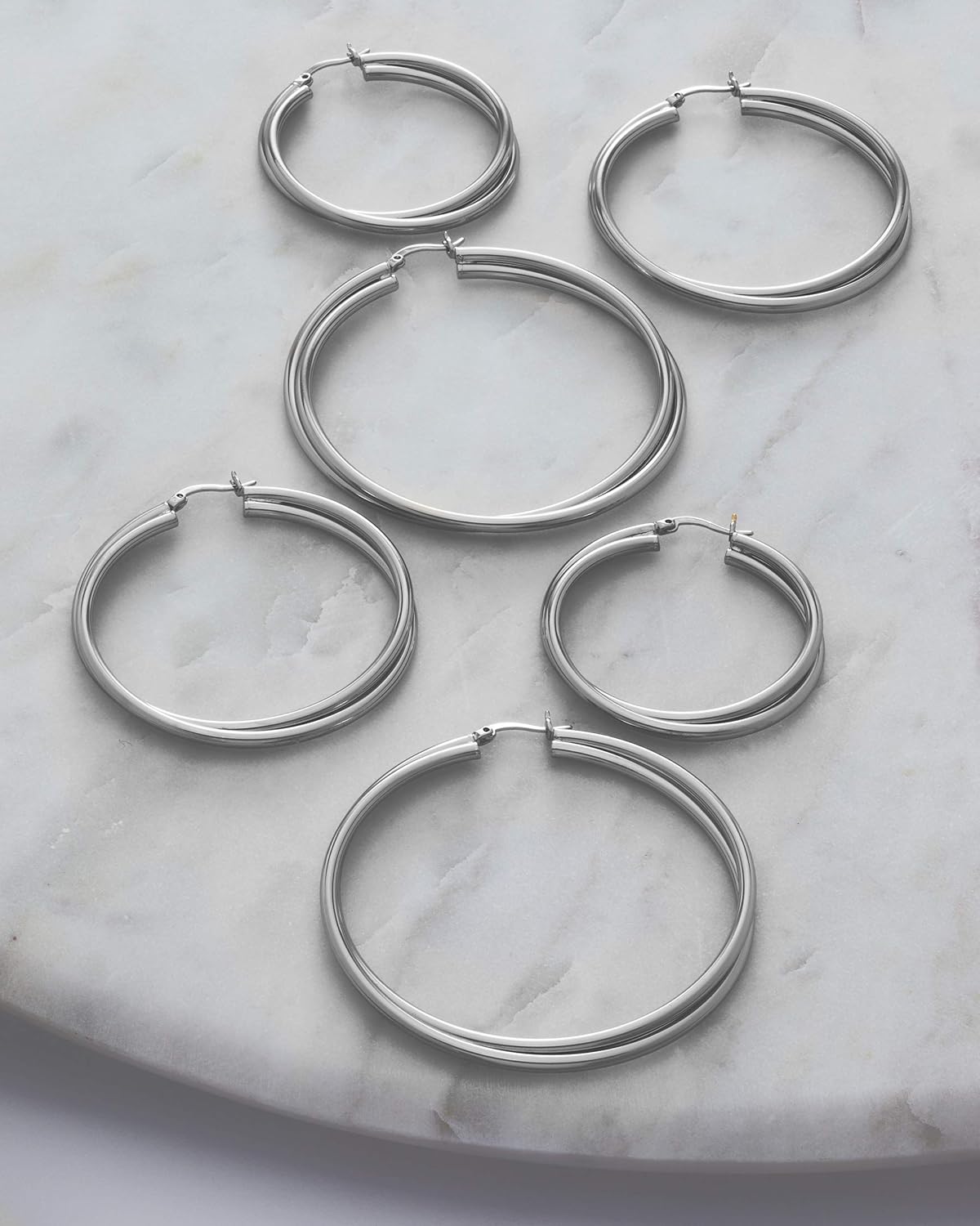 Crossover Twisted Hoop Earrings for Women – Hypoallergenic Silver or Gold Statement Hoops – Lightweight & Easy to Wear