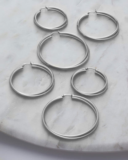 Crossover Twisted Hoop Earrings for Women – Hypoallergenic Silver or Gold Statement Hoops – Lightweight & Easy to Wear