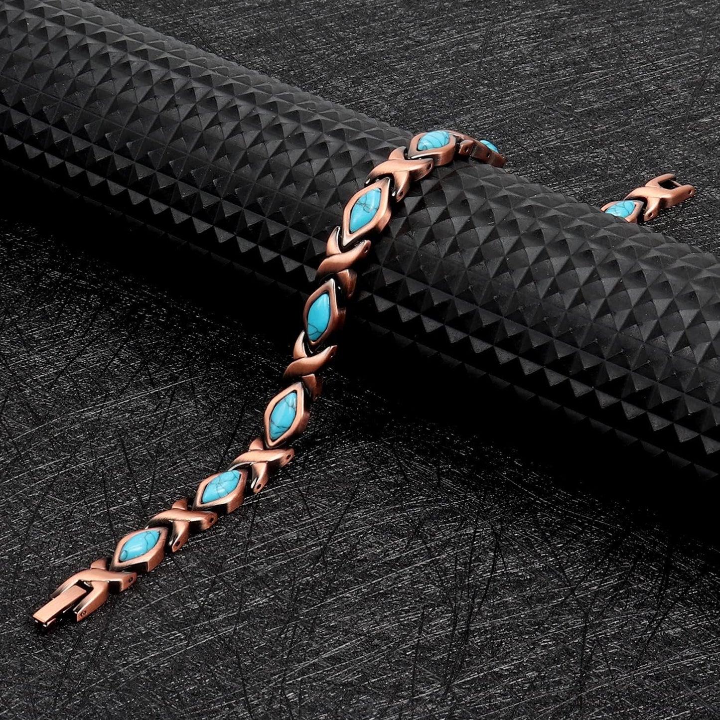 ® 99.9% Pure Copper Turquoise Magnetic Bracelet - 3000 Gauss Magnetic Copper Bracelets for Women - Adjustable Length with Adjusting Tool