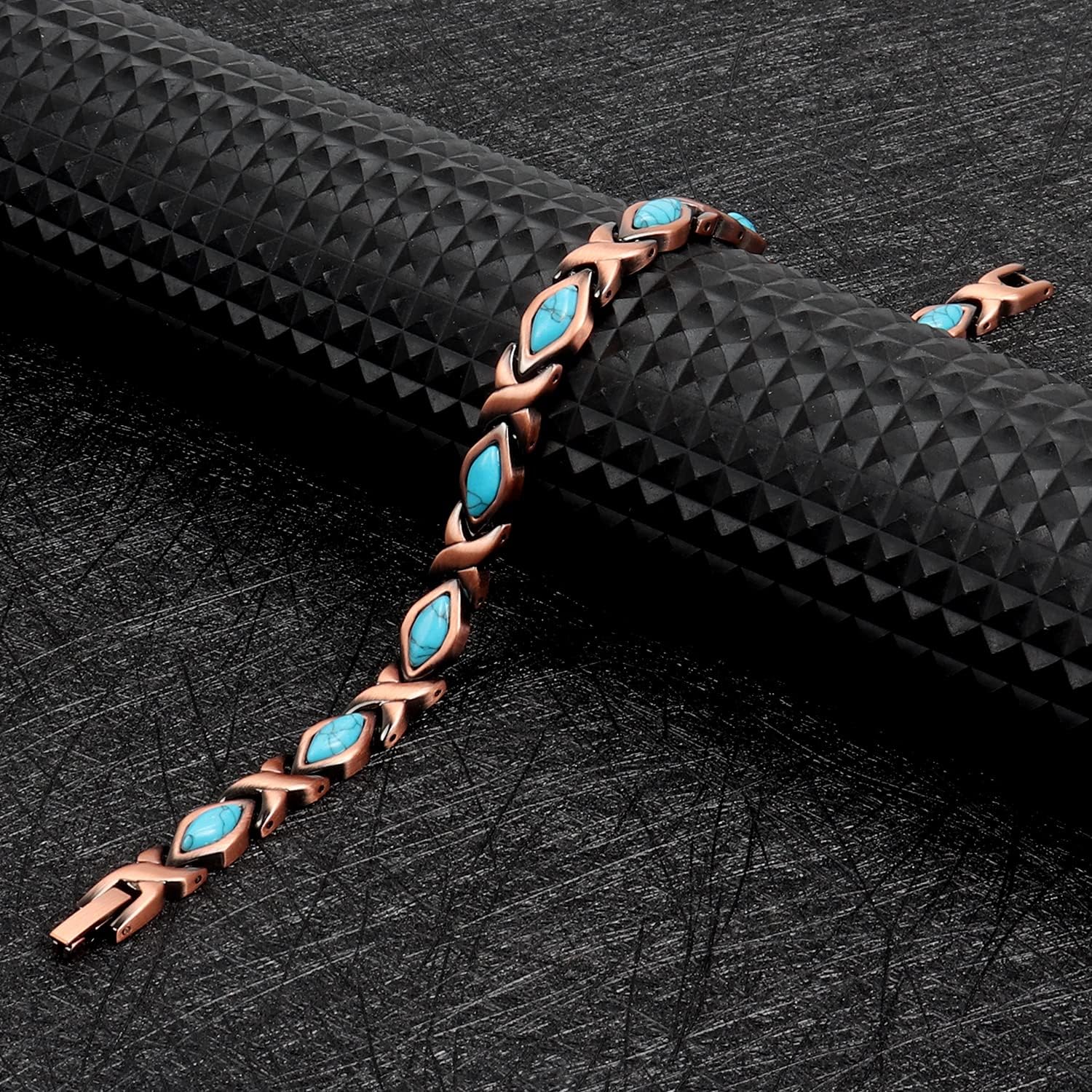 ® 99.9% Pure Copper Turquoise Magnetic Bracelet - 3000 Gauss Magnetic Copper Bracelets for Women - Adjustable Length with Adjusting Tool