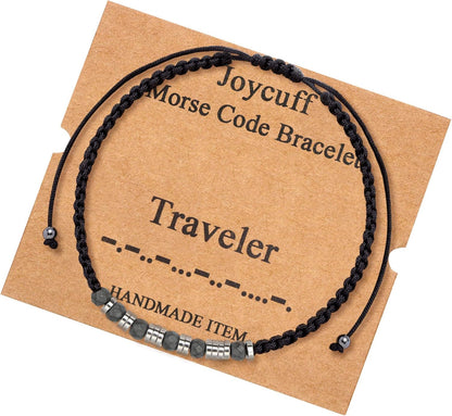 Morse Code Bracelets for Women Black/Grey Birthday Christmas Gifts to Her Funny Gift for Girls Inspirational Jewelry with Secret Message