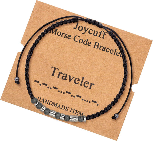 Morse Code Bracelets for Women Black/Grey Birthday Christmas Gifts to Her Funny Gift for Girls Inspirational Jewelry with Secret Message