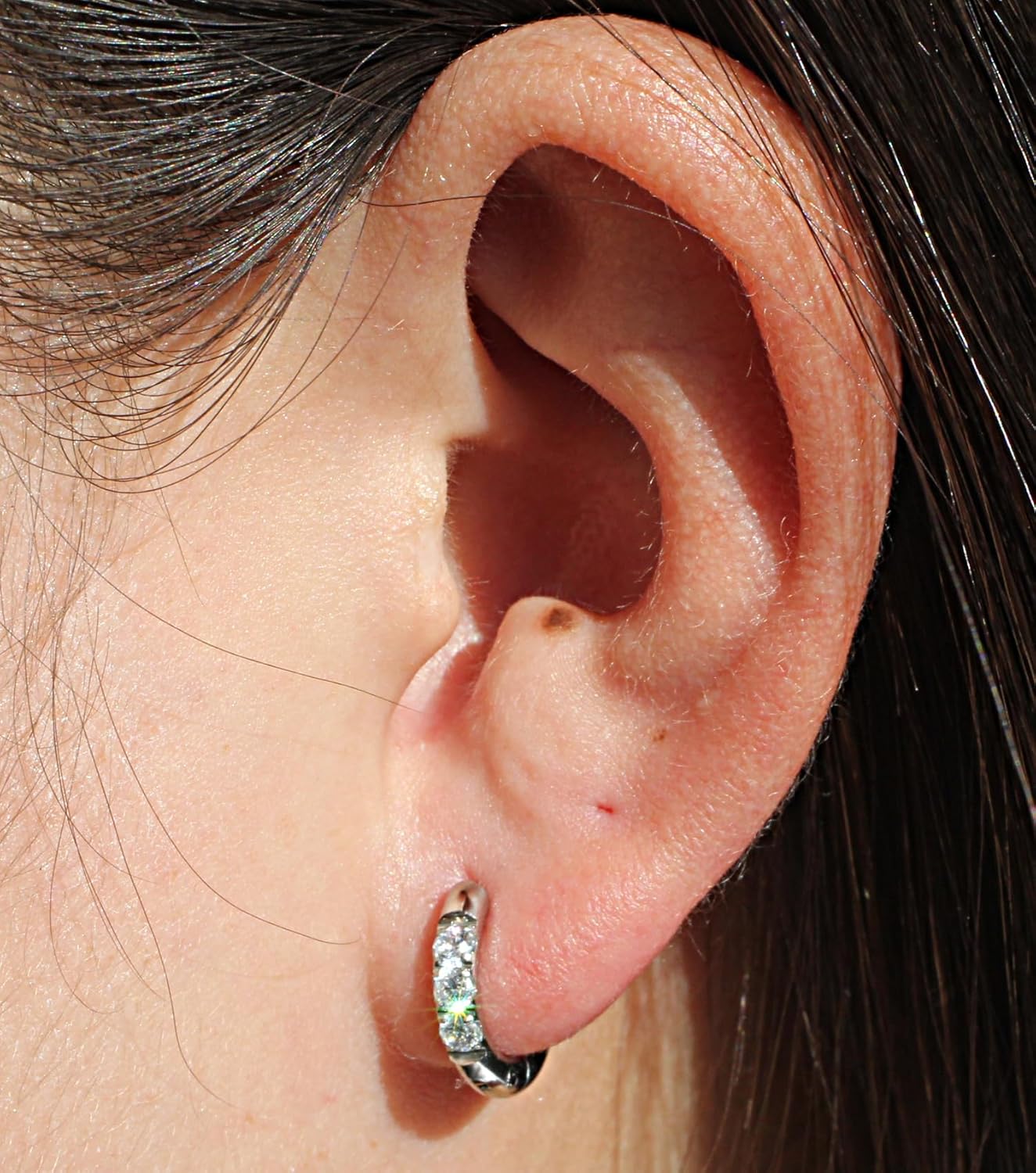 316L Surgical Stainless Steel Huggie Hoop Earrings with Cubic Zirconia, 10G 12G 14G 8-20Mm Cartilage Lobe Earrings, 14G Piercing Jewelry