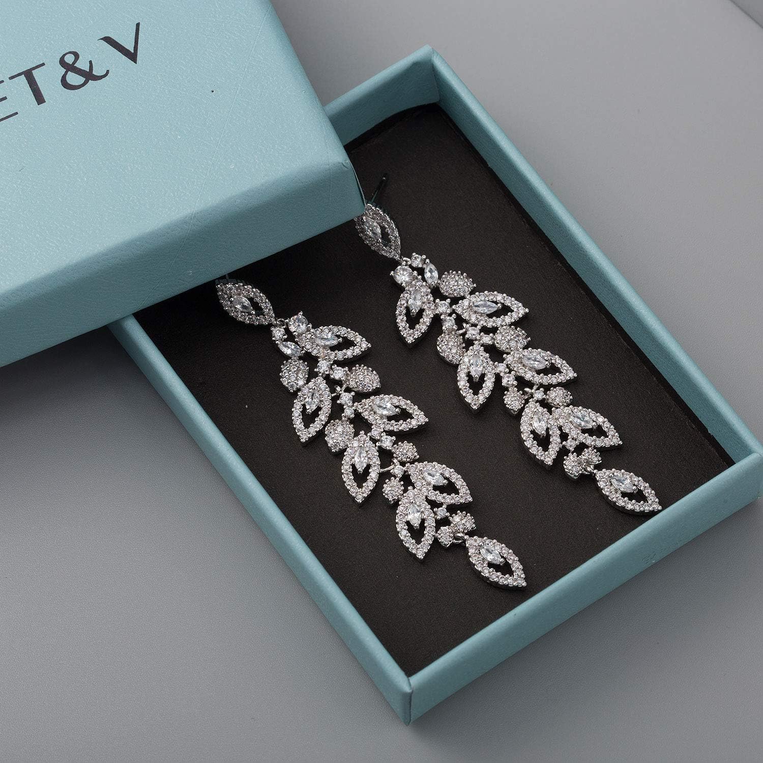 Wedding Bridal Chandelier Earrings, Crystal Rhinestone Drop Dangle Earrings for Women Brides