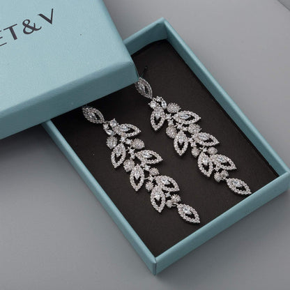 Wedding Bridal Chandelier Earrings, Crystal Rhinestone Drop Dangle Earrings for Women Brides